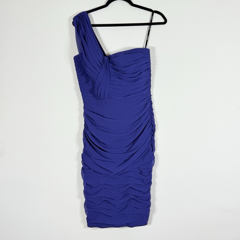 Tadashi Shoji Womens 6 Purple Chiffon Ruched One Shoulder Formal‎ Cocktail Dress